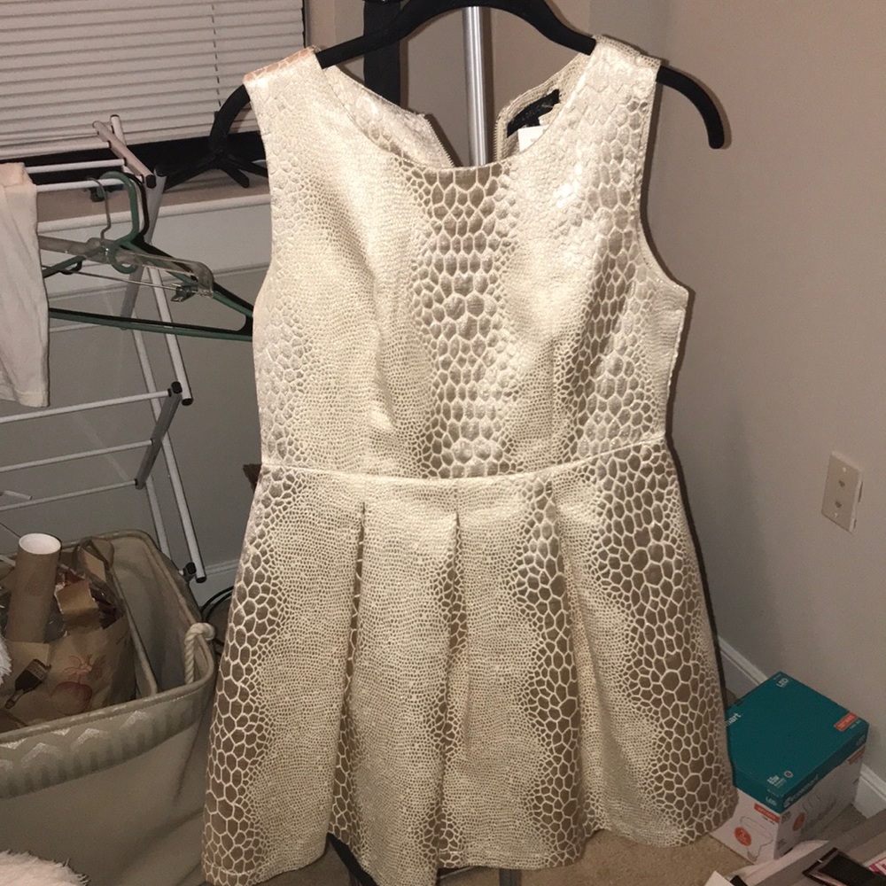 Ivory snakeskin pleated dress